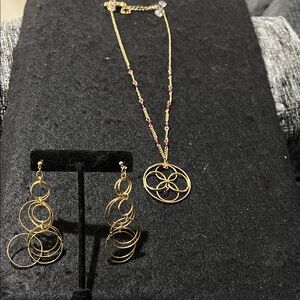 Elegant Gold and Purple Necklace and Earring Set